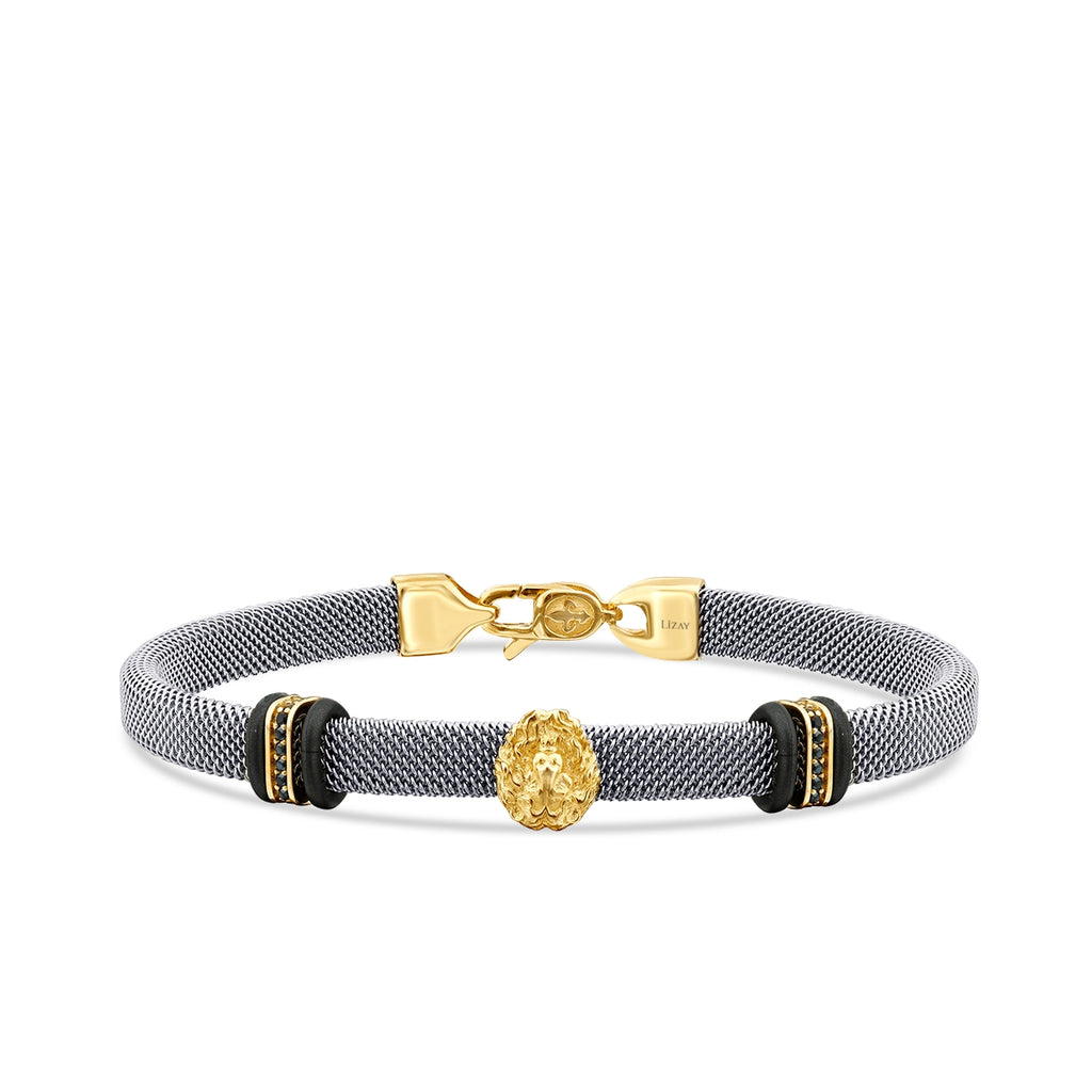 Gold Lion Figurine Men's Bracelet