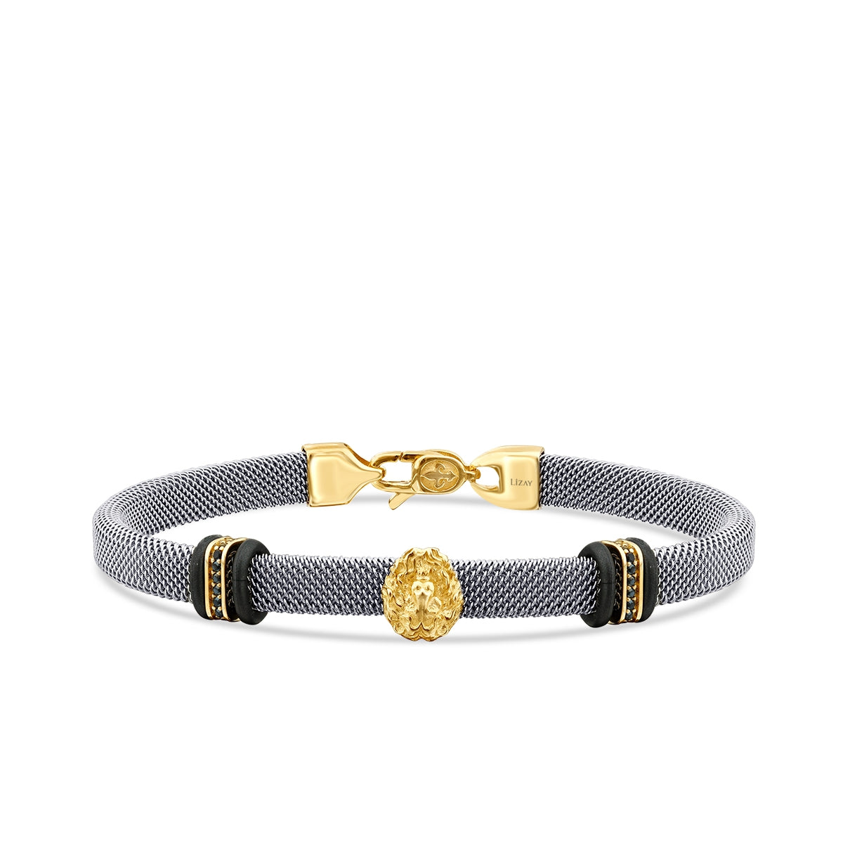 Gold Lion Figurine Men's Bracelet