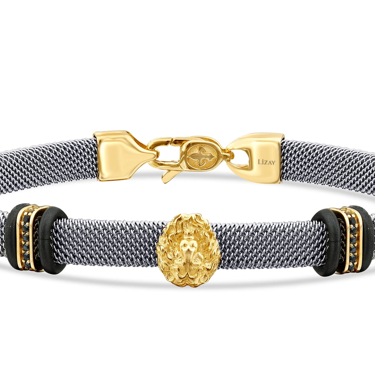 Gold Lion Figurine Men's Bracelet