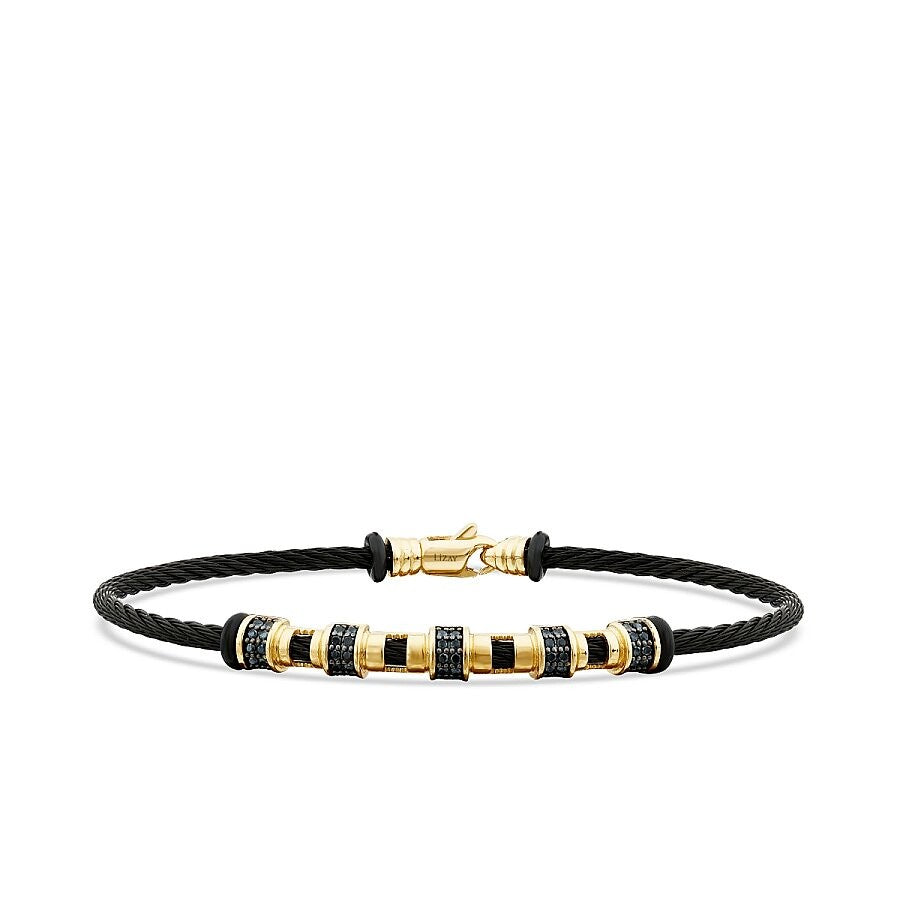 Gold Onyx Black Stone Men's Bracelet