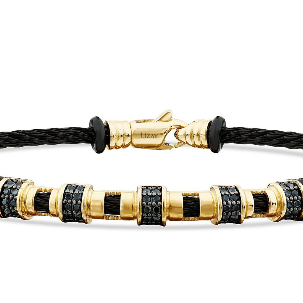 Gold Onyx Black Stone Men's Bracelet
