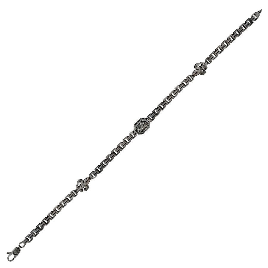 Gold Lion Motif Black Men's Bracelet