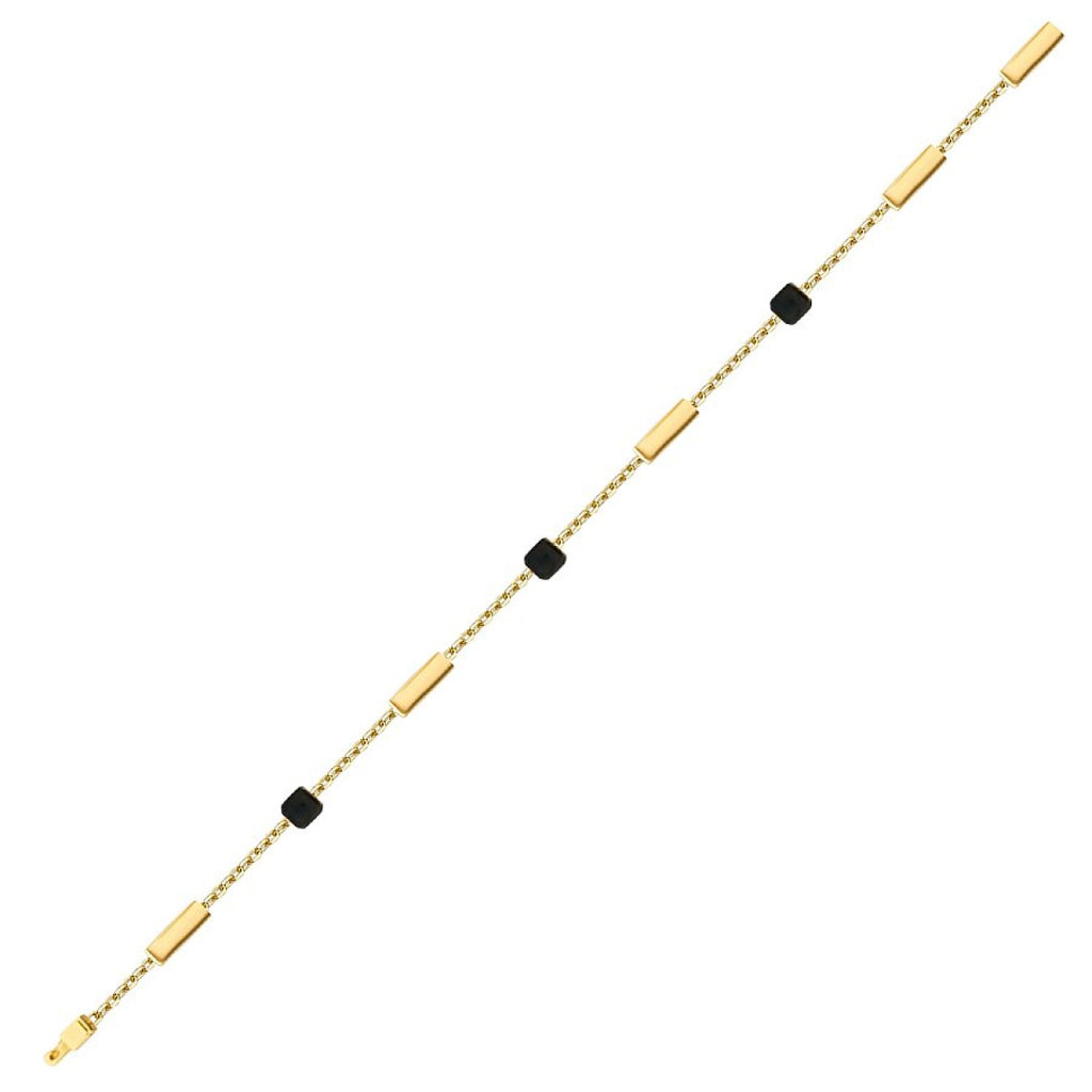 Gold Black Square Detailed Men's Bracelet