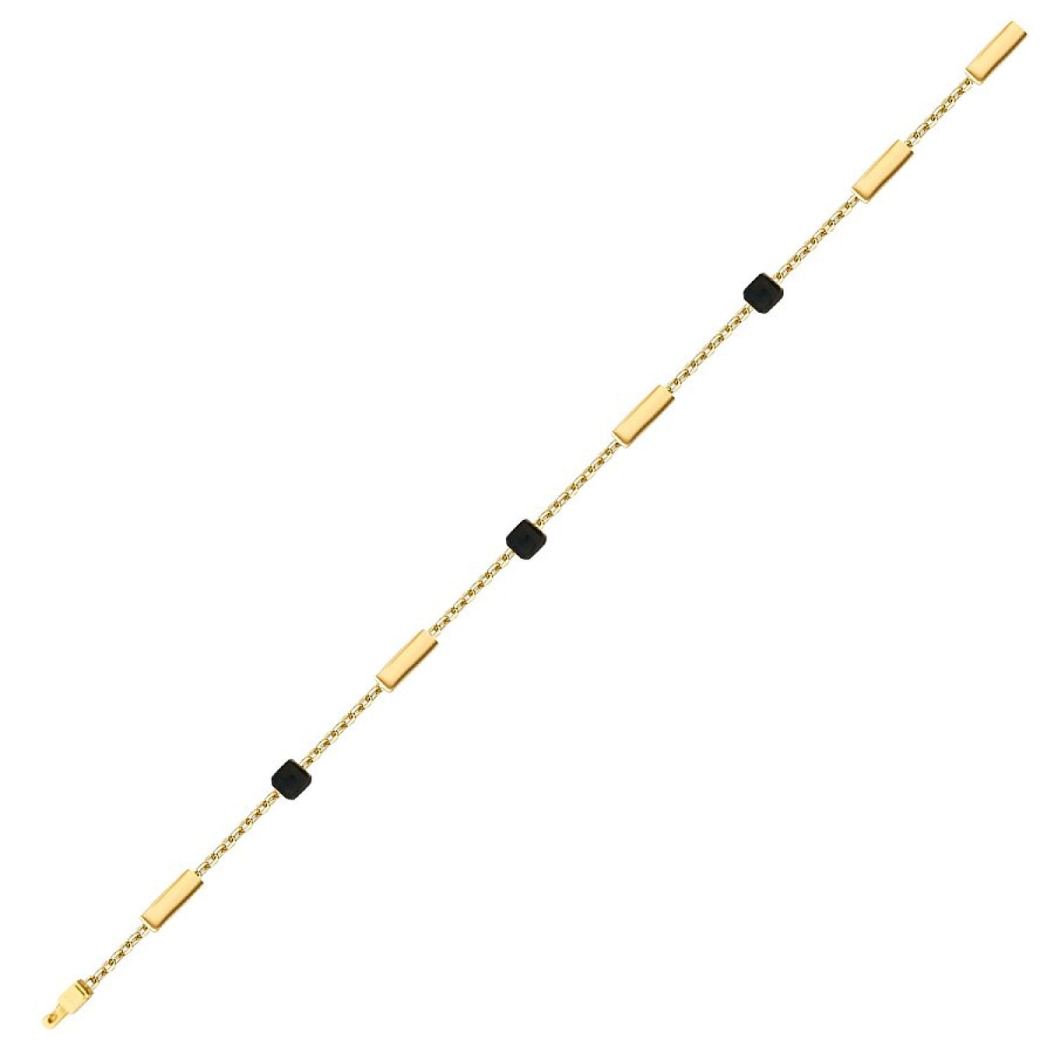 Gold Black Square Detailed Men's Bracelet