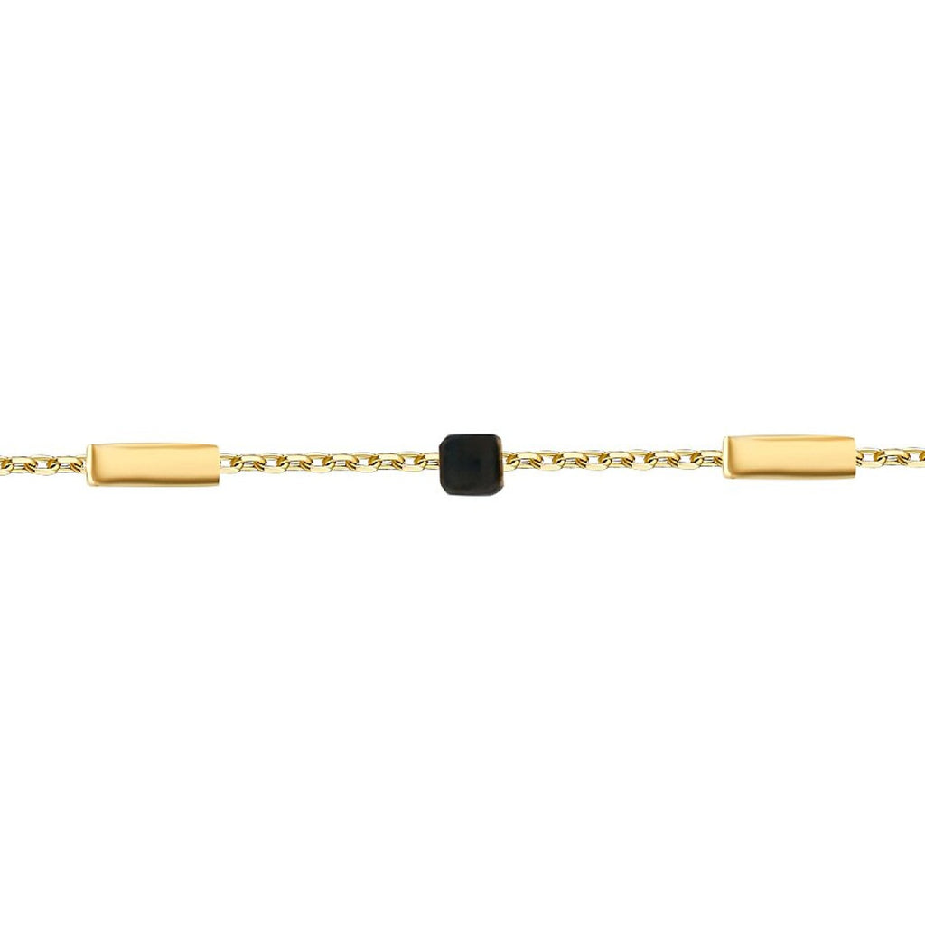 Gold Black Square Detailed Men's Bracelet
