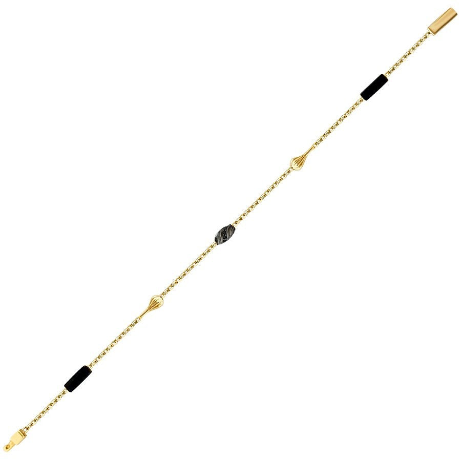 Gold Black Spinel Stone Men's Bracelet