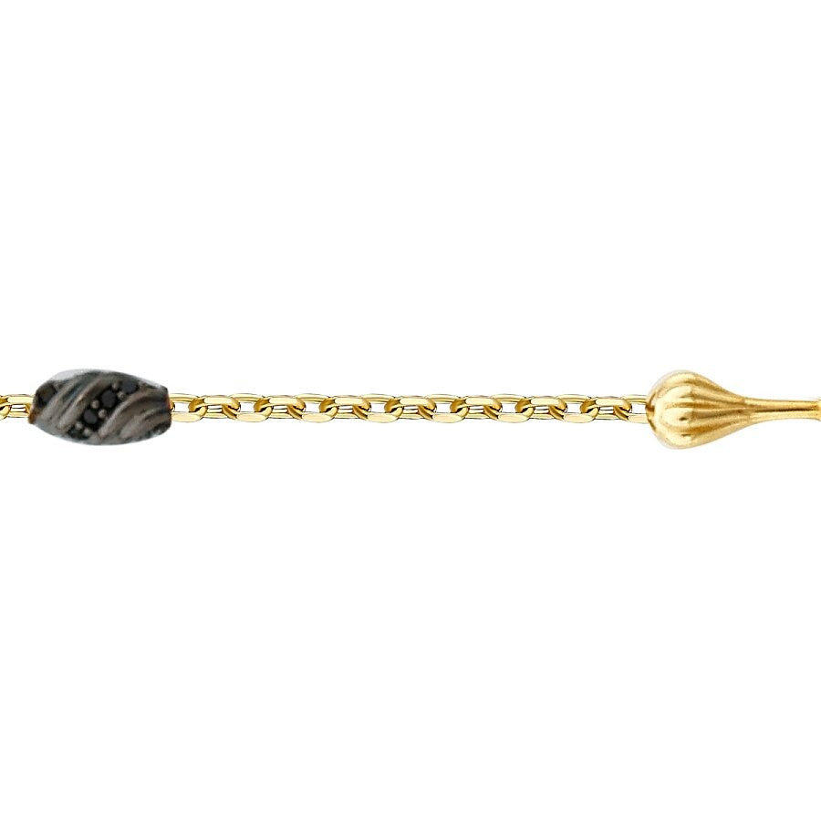 Gold Black Spinel Stone Men's Bracelet