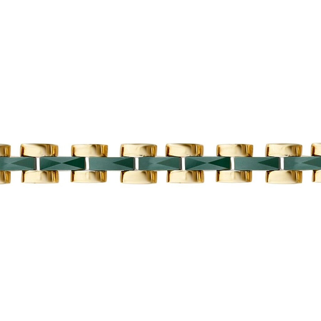 Gold Green Enamel Men's Bracelet