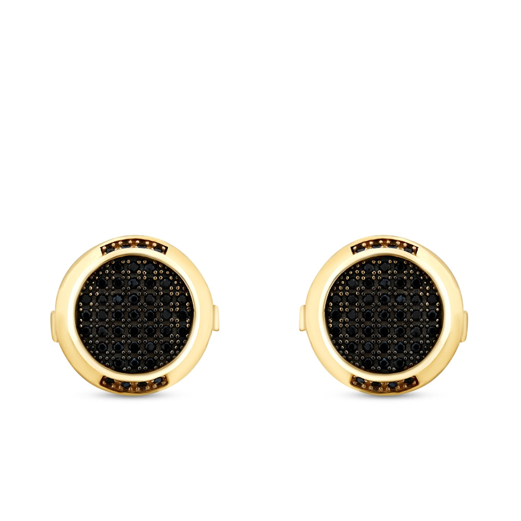 Gold Black Round Stone Cufflink
