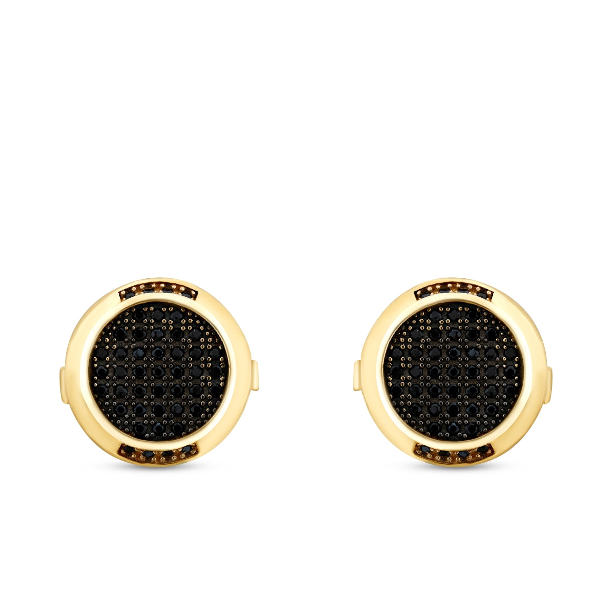 Gold Black Round Stone Cufflink