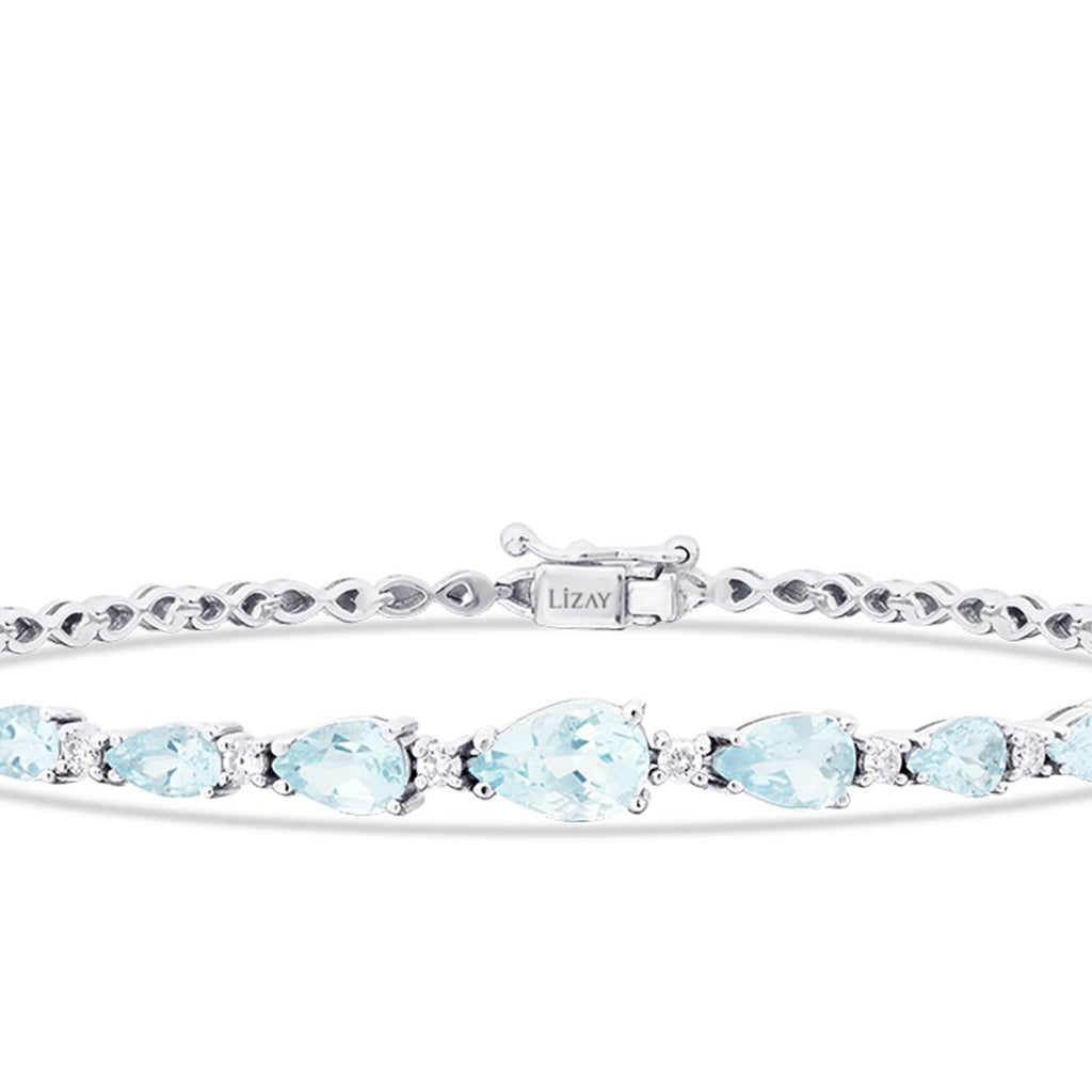 1.99 Carat Diamond Aquamarine Pear Bracelet