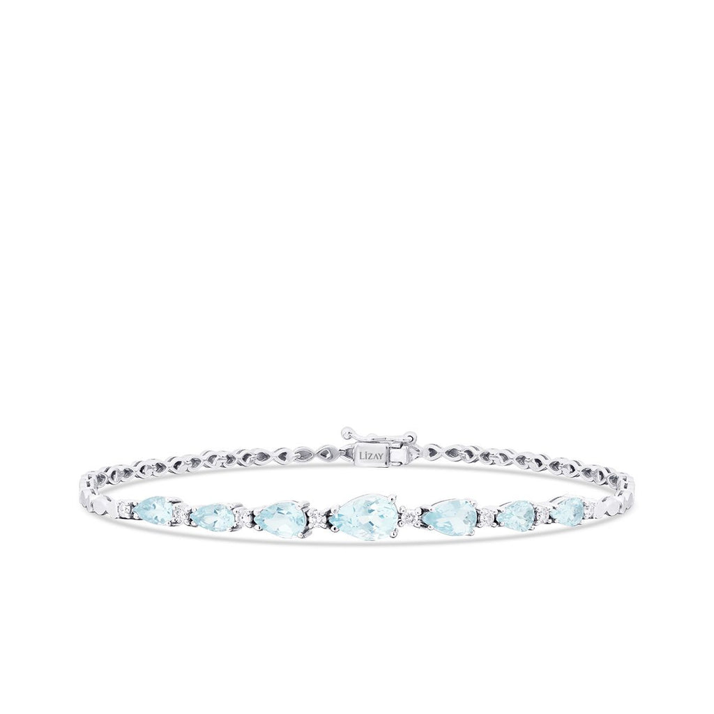 1.99 Carat Diamond Aquamarine Pear Bracelet