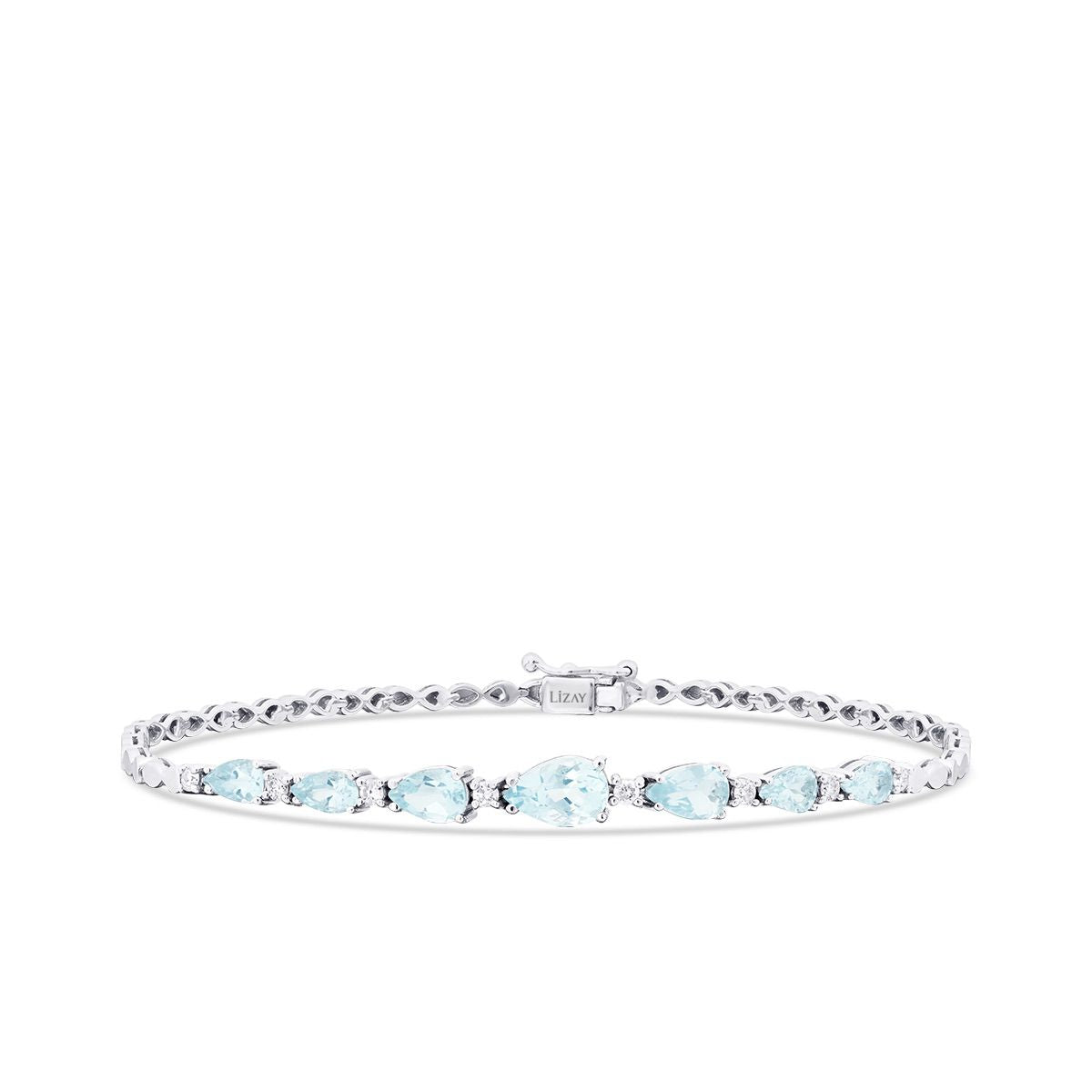 1.99 Carat Diamond Aquamarine Pear Bracelet