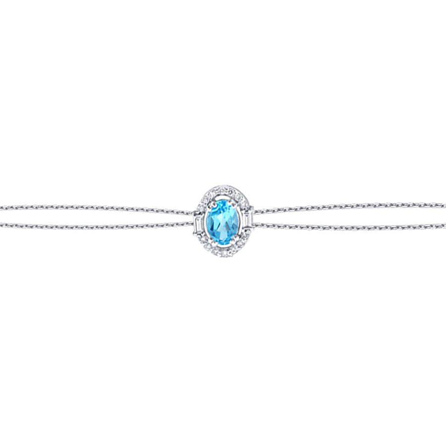 0.63 Carat Diamond Baguette Blue Topaz Bracelet