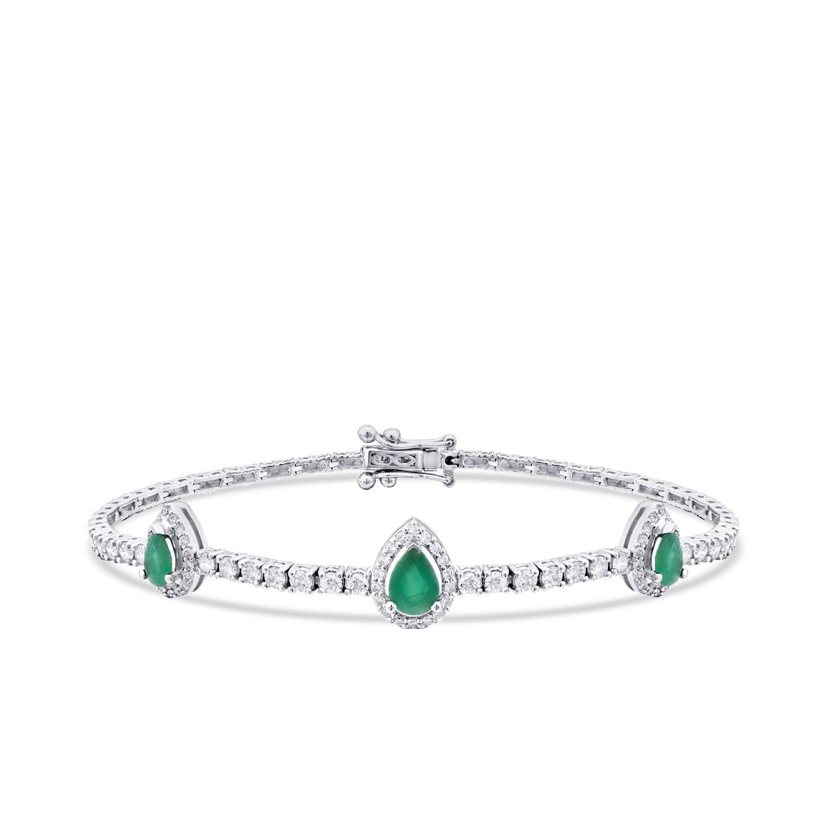 2.45 Carat Diamond Pear Emerald Bracelet