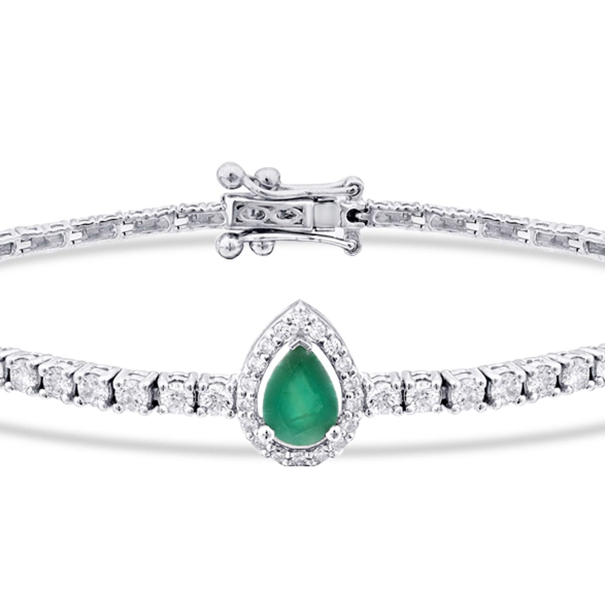 2.45 Carat Diamond Pear Emerald Bracelet