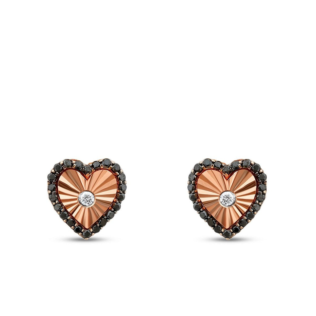 0.26 Carat Diamond Black Stone Heart Earring