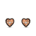 0.26 Carat Diamond Black Stone Heart Earring