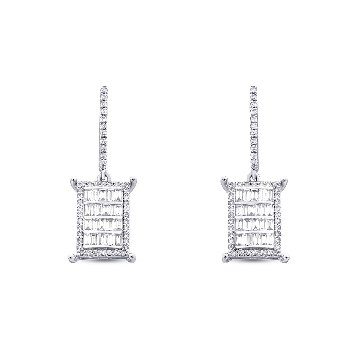 0.90 Carat Diamond Baguette Earrings