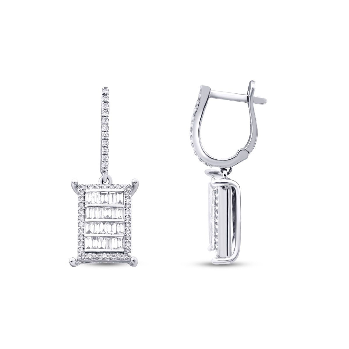 0.90 Carat Diamond Baguette Earrings