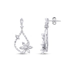 0.80 Carat Diamond Baguette Flower Earrings
