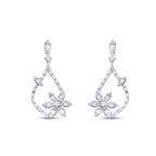 0.80 Carat Diamond Baguette Flower Earrings