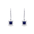 0.80 Carat Diamond Square Sapphire Earrings