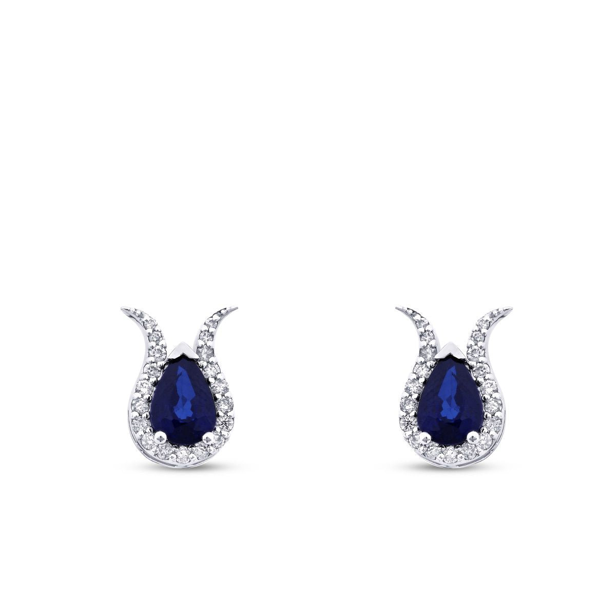0.82 Carat Diamond Pear Sapphire Earrings