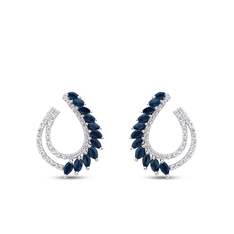 1.56 Carat Diamond Marquise Sapphire Trend Earrings