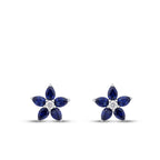1.24 Carat Diamond Pear Sapphire Flower Earrings