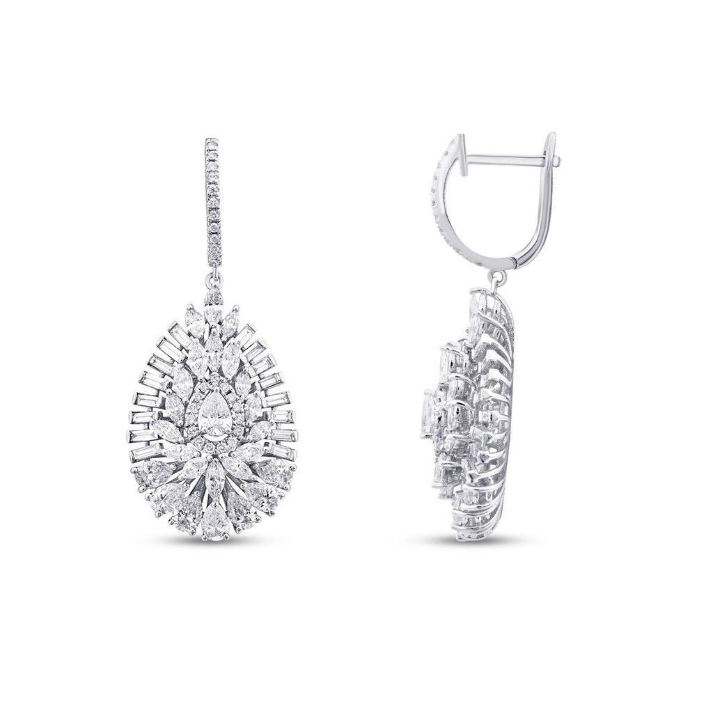 3.72 Carat Diamond Baguette Stone Pear Earring