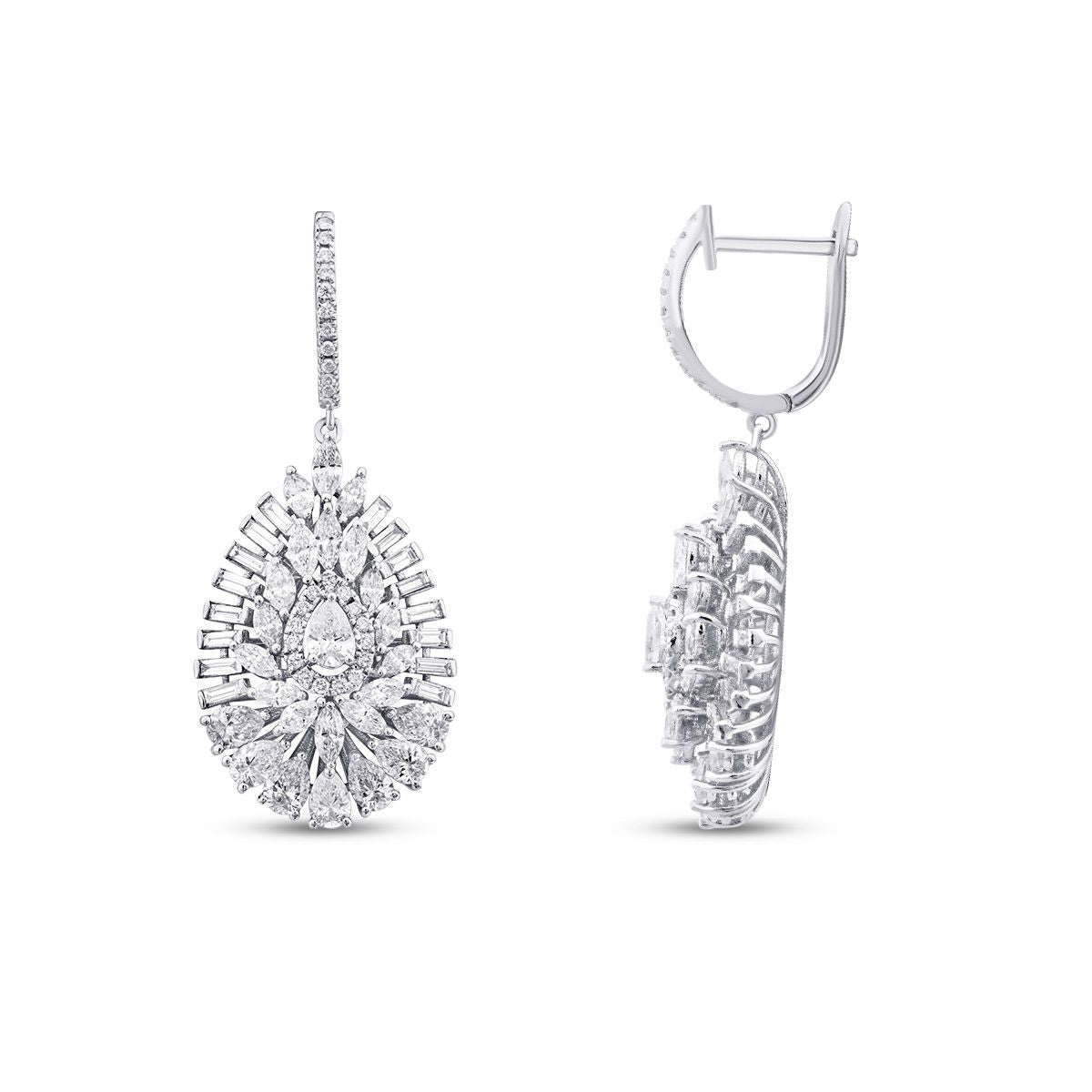 3.72 Carat Diamond Baguette Stone Pear Earring