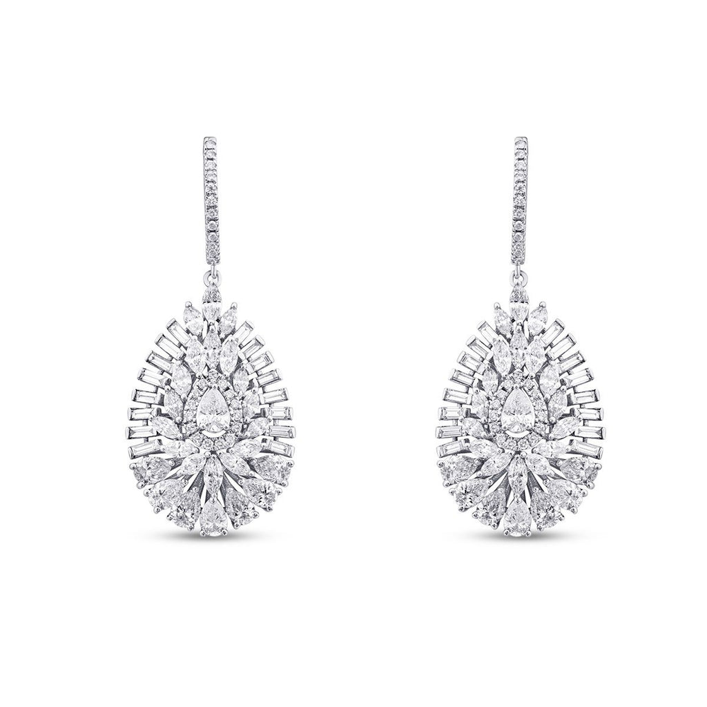 3.72 Carat Diamond Baguette Stone Pear Earring