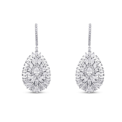 3.72 Carat Diamond Baguette Stone Pear Earring