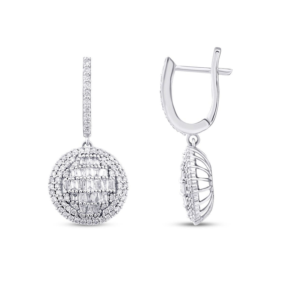 1.12 Carat Diamond Baguette Stone Round Earring