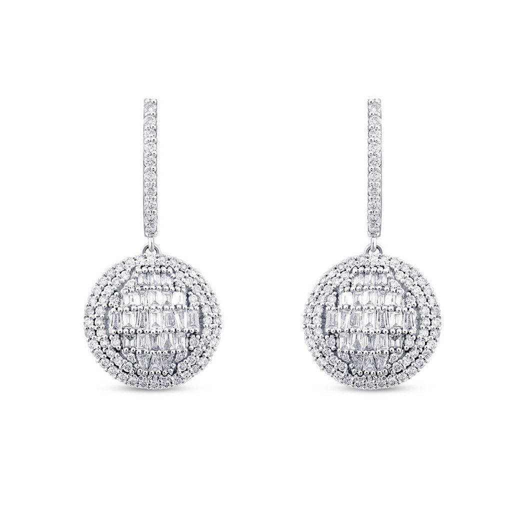 1.12 Carat Diamond Baguette Stone Round Earring