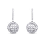 1.12 Carat Diamond Baguette Stone Round Earring