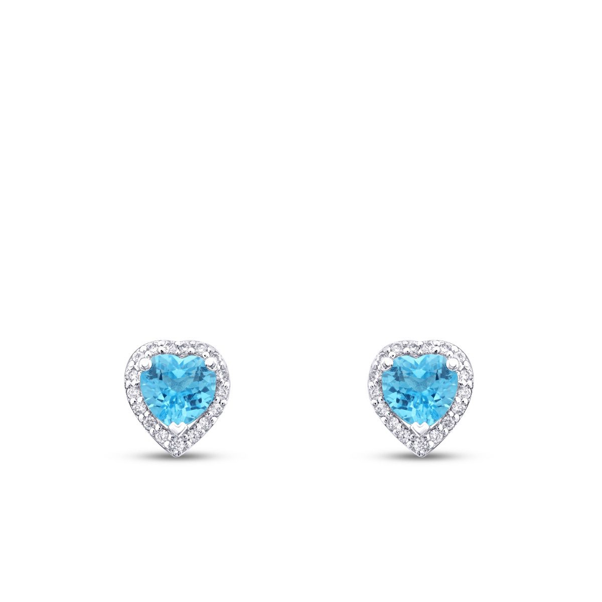 1.28 Carat Diamond Blue Topaz Heart-Shaped Earrings