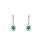 1.40 Carat Diamond Pear Emerald Earrings