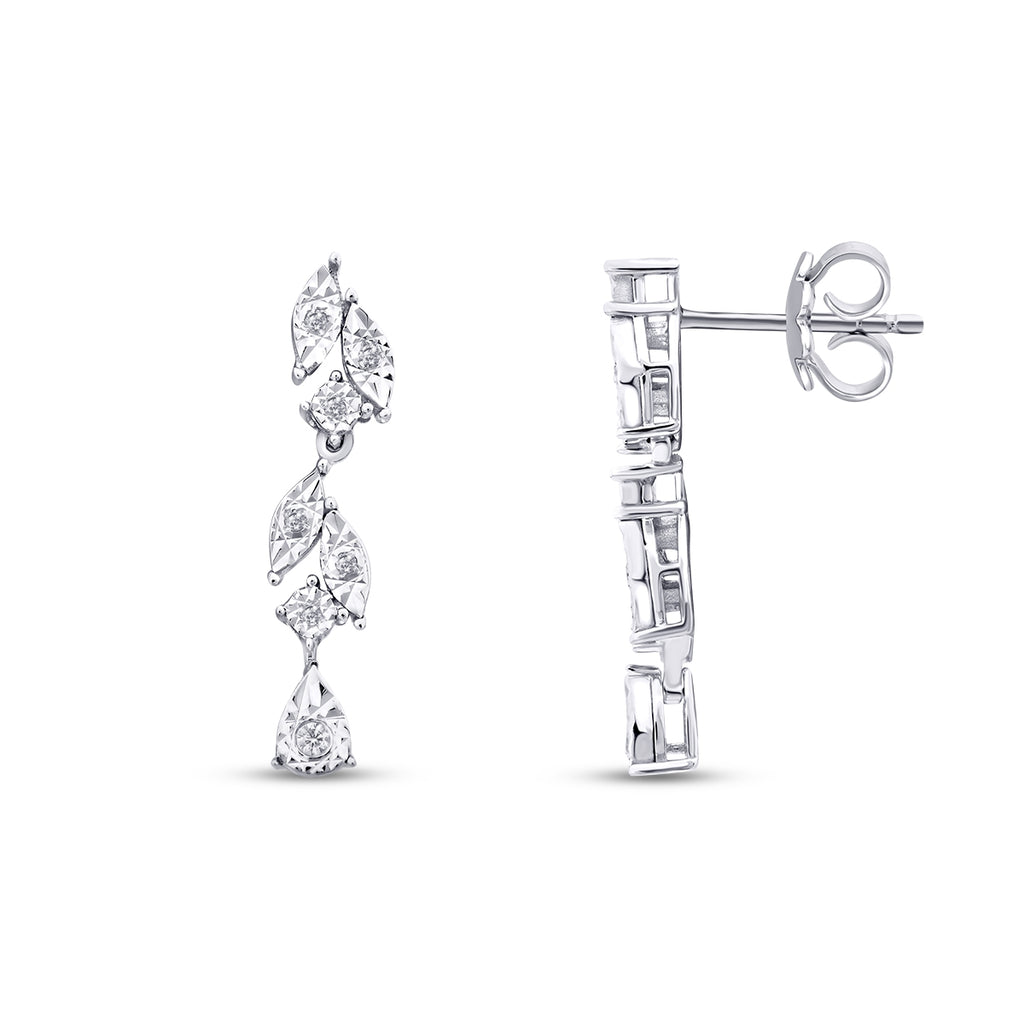 0.08 Carat Diamond Stone Leaf Earring