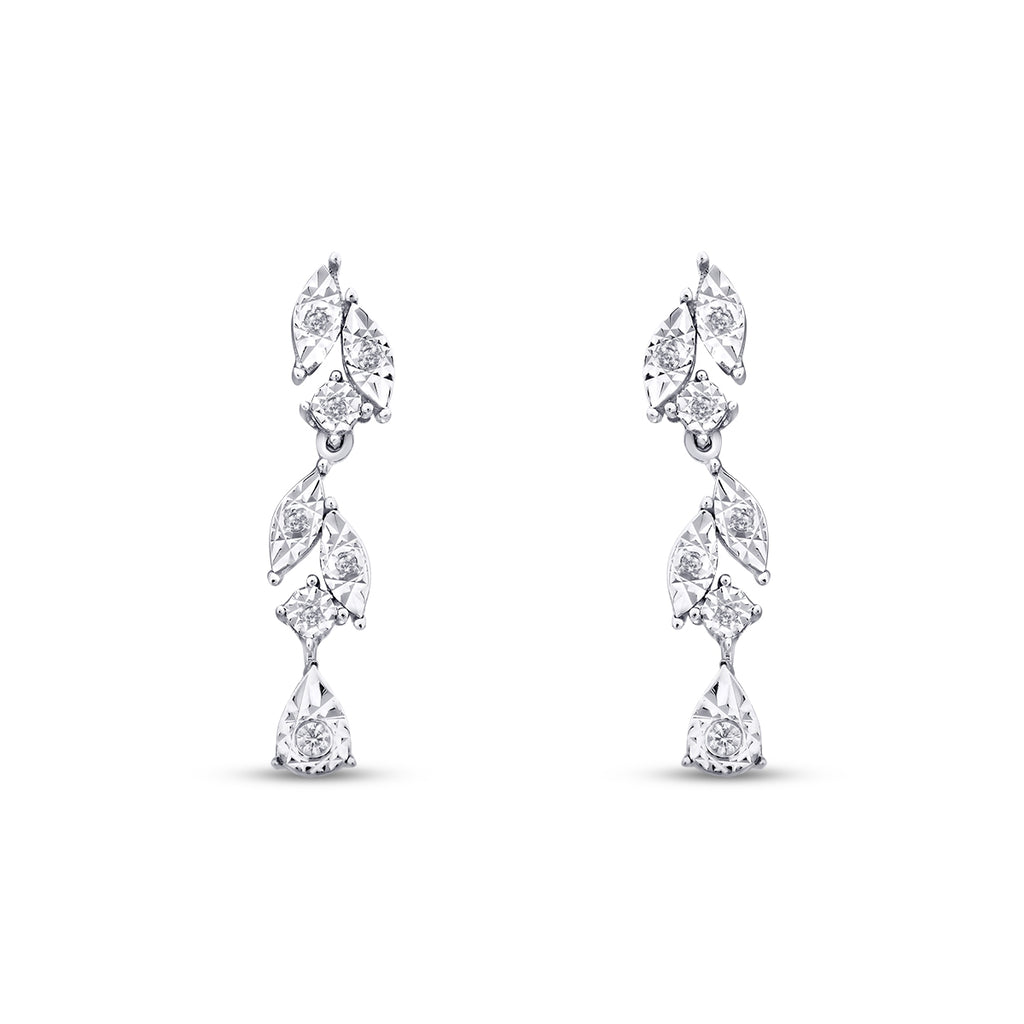 0.08 Carat Diamond Stone Leaf Earring
