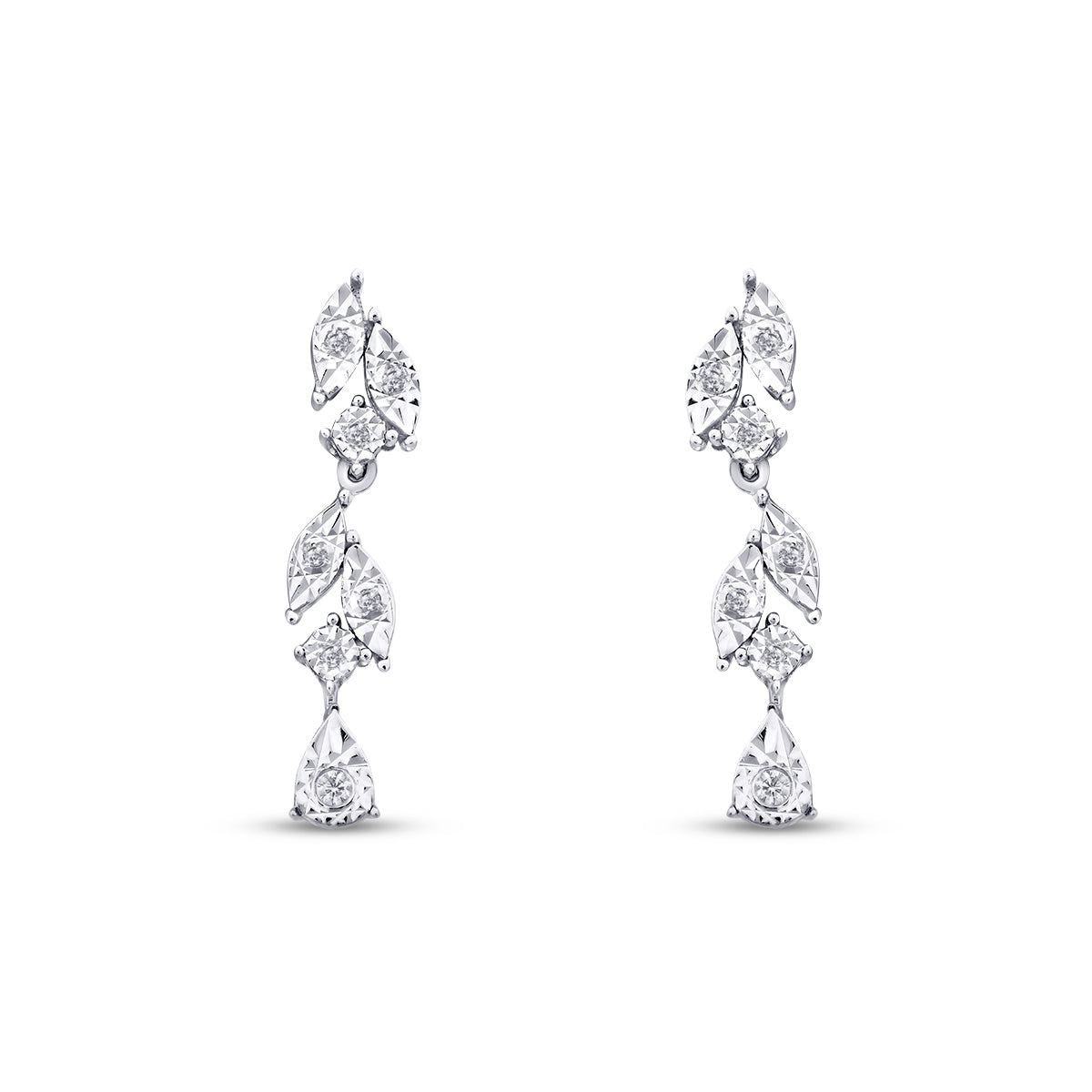 0.08 Carat Diamond Stone Leaf Earring