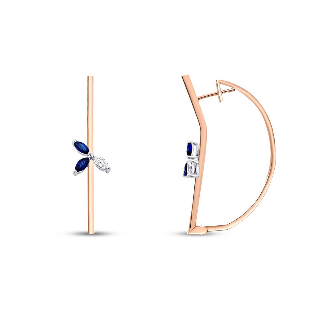 0.64 Carat Diamond Geometric Sapphire Earring