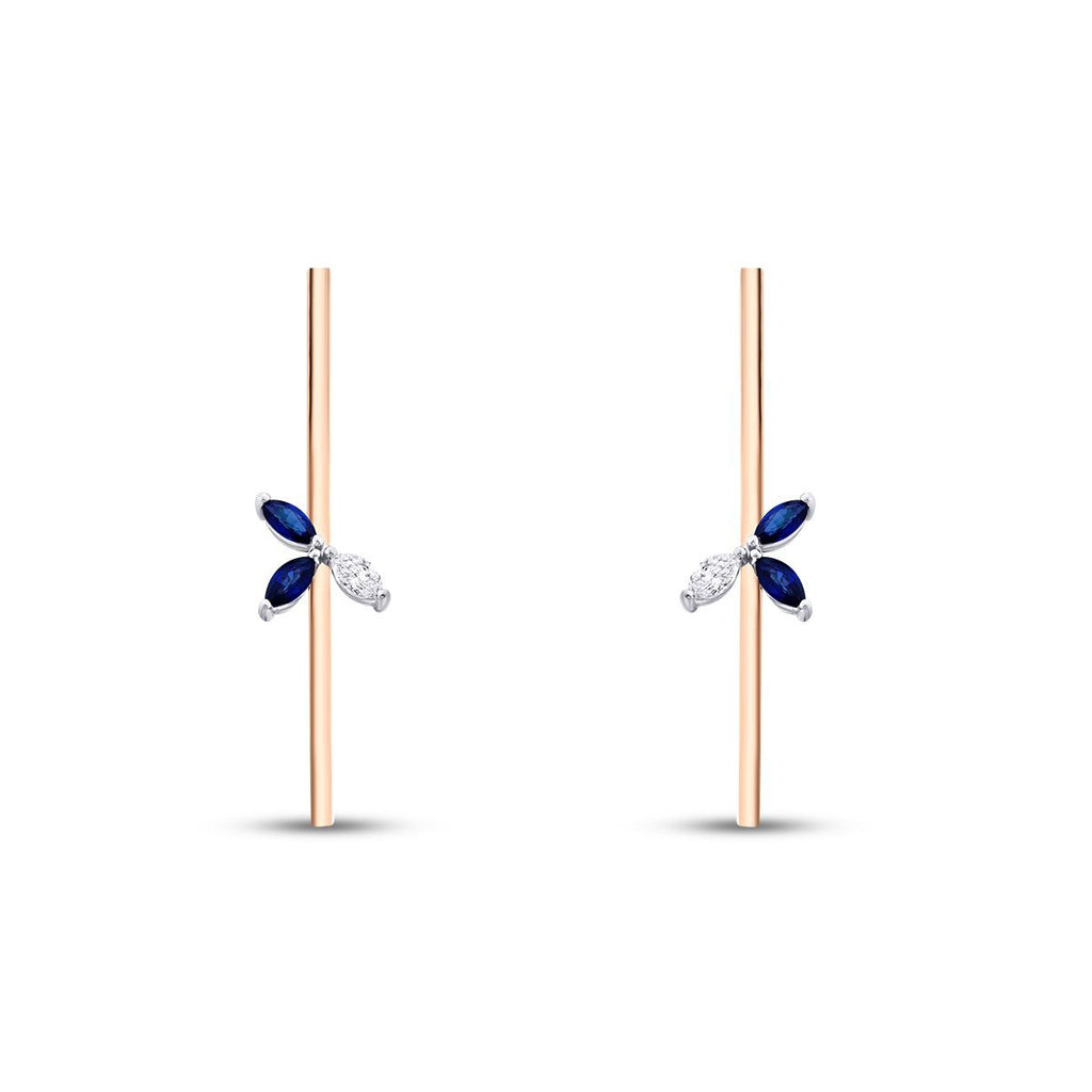 0.64 Carat Diamond Geometric Sapphire Earring