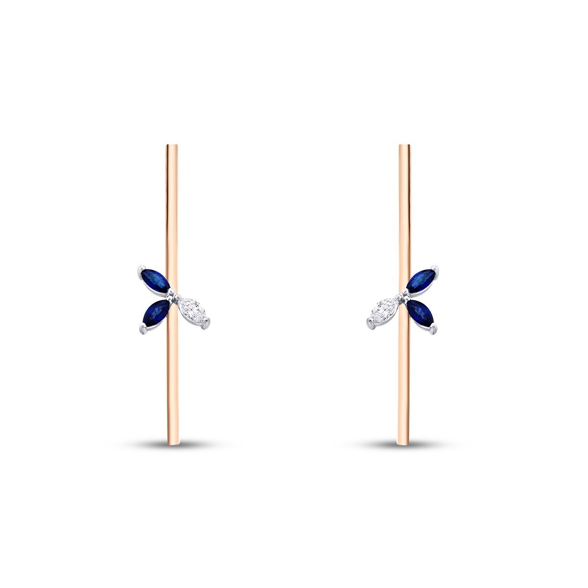0.64 Carat Diamond Geometric Sapphire Earring