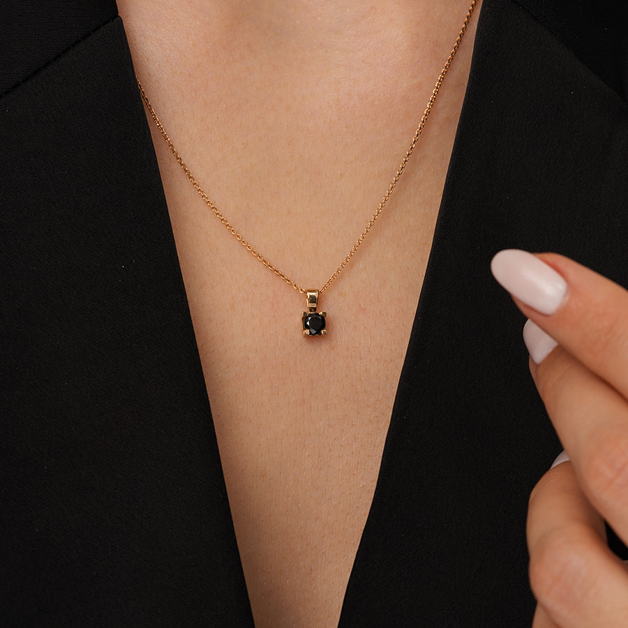 0.23 Carat Black Stone Solitaire Necklace