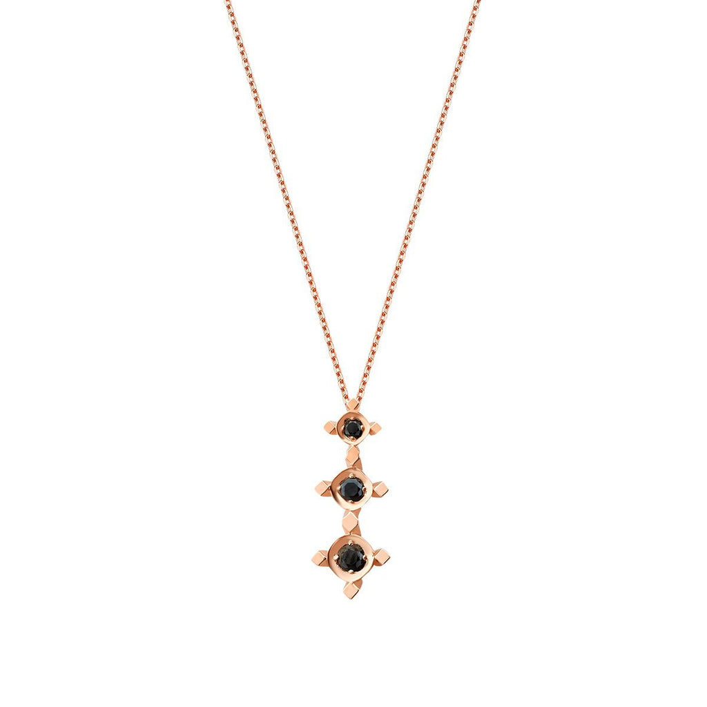 0.09 Carat Black Stone Tria Necklace