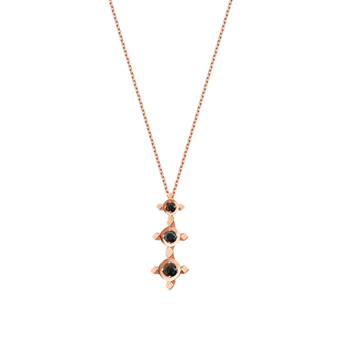 0.09 Carat Black Stone Tria Necklace