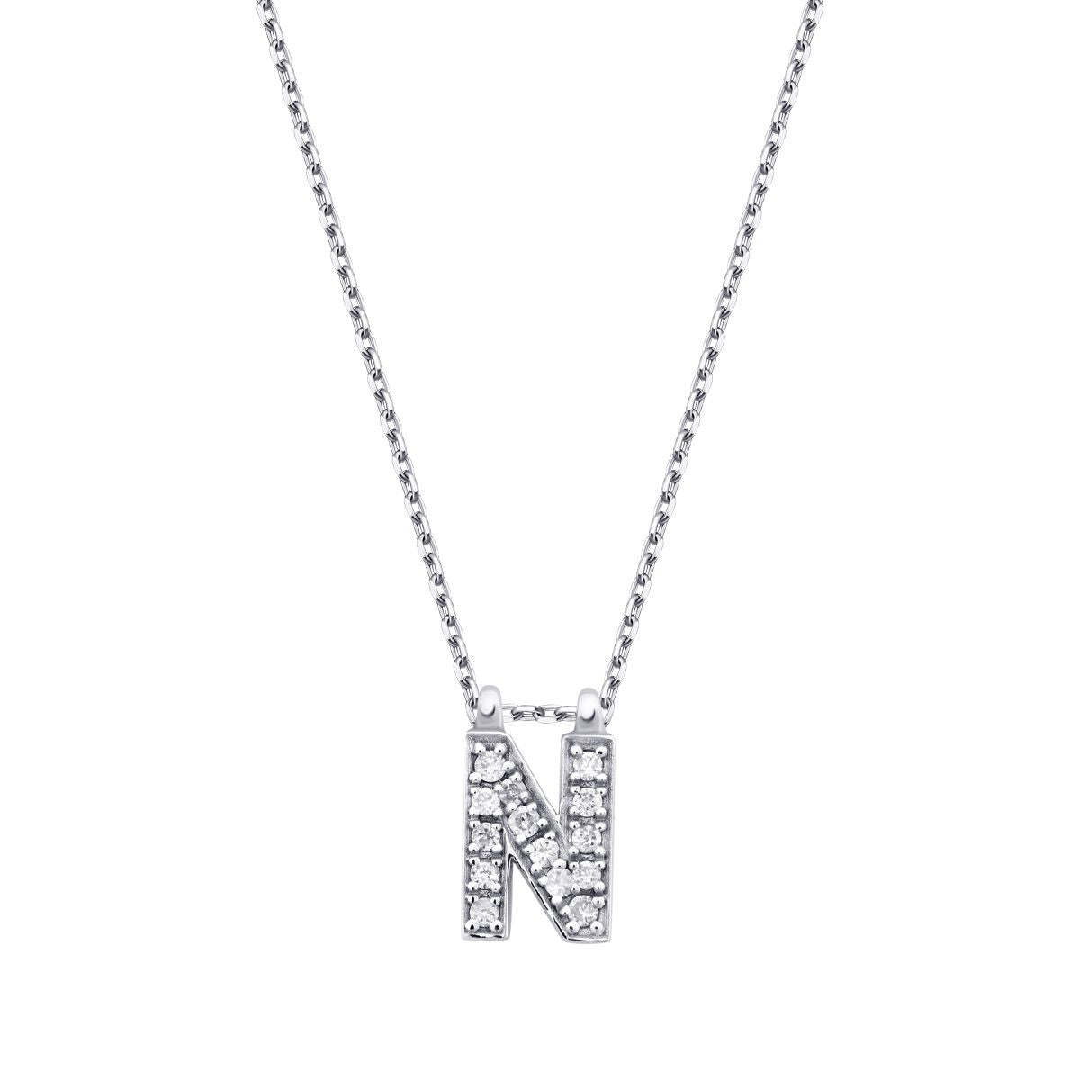 0.07 Carat Diamond N Letter Necklace