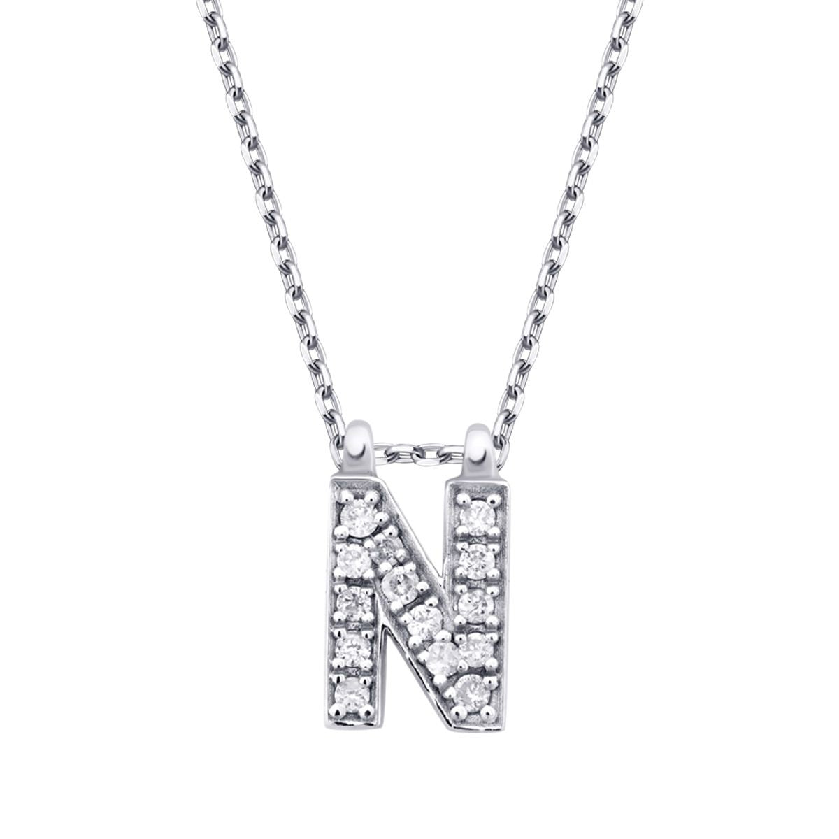 0.07 Carat Diamond N Letter Necklace